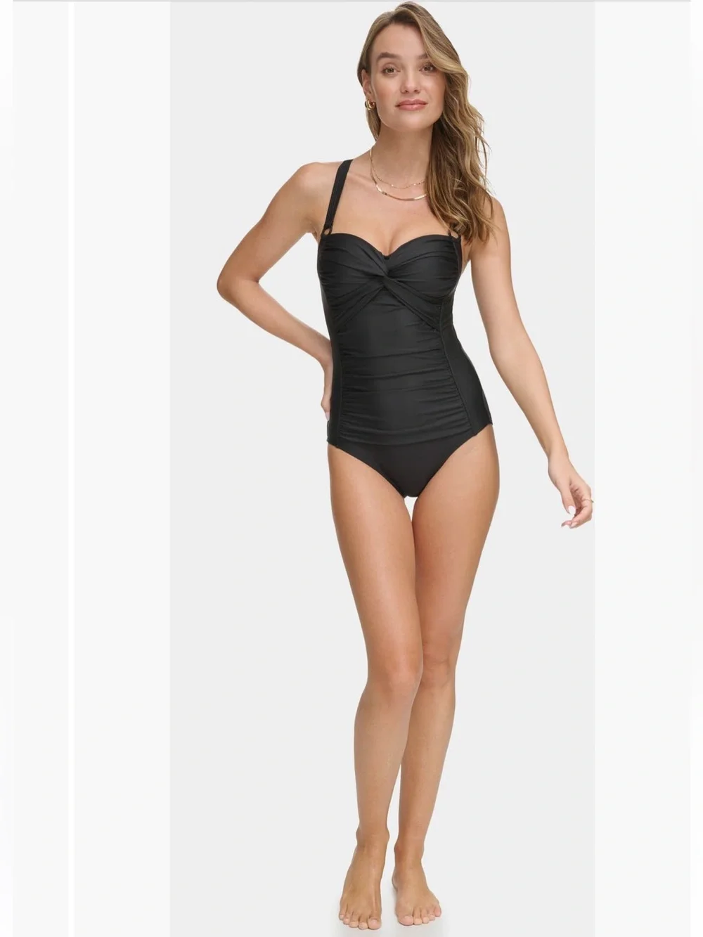 DKNY Twist Tummy Control One Piece Swimsuit - Picture 5 of 15